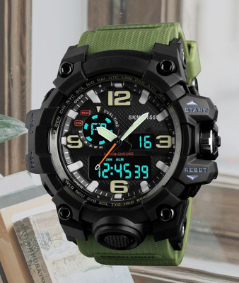 AWEX 1155 Men's Sports Watch 1155 with Green PU Strap, Analog  Analog-Digital Watch  - For Men