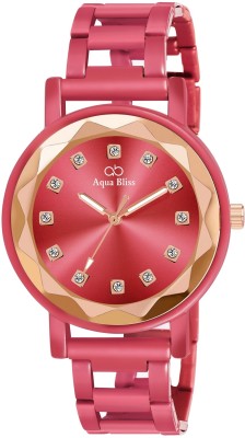 AquaBliss Copper Crystal Glass with Metallic Red Coloured Stainless Steel Analog Watch  - For Women