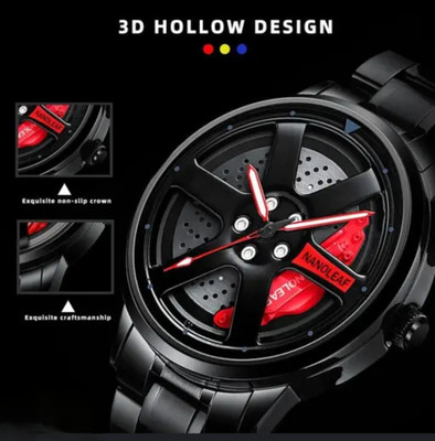 Fanish fashion New car wheel watch with rolling creative fashion analog watch SPINNER BLACK ANALOG WATCH SERIES Analog Watch  - For Men & Women