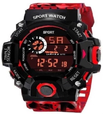 PIRASO PS-1015 RED MILITARY Sports Red MILITARY Strap & Black Red Dial Watch for Men Digital Watch  - For Men & Women