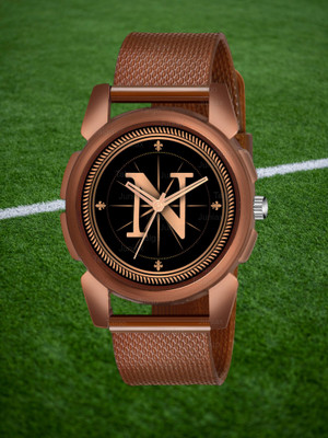 SKOAL ALPHA-N-J16-BRW-SFR Fancy Design Stylish ALPHABET N Dial Brown Leather Strap Men Wrist Watch Analog Watch  - For Boys