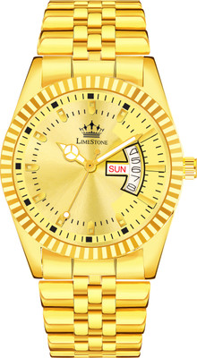 LIMESTONE Legacy Series Original Gold Plated Day Date Functioning | Stylish Chain | Quartz Legacy Series Original Gold Plated Day Date Functioning Quartz Analog Watch  - For Men