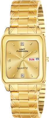 Hmt Fashion Golden Rectangle Dial Quartz Movement Watch for Men's and Boys Formal Series Analog Watch  - For Men