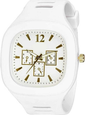 DMAS White Squire Dial Style Silicon Strap For Analog Watch ANALOG WATCH Analog Watch  - For Boys & Girls