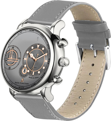 ONIR Lether_18000_Silver Premium Quality Quartz Analog Watch for Men, Dual Time Date Display Radium Dial Analog Watch  - For Men