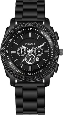 PIRASO D&D 2024 CHRONO WORKING Stunning Look Chrono Working Black Dial with Black Stainless Steel Chain Analog Watch for Men Boys Analog Watch  - For Men