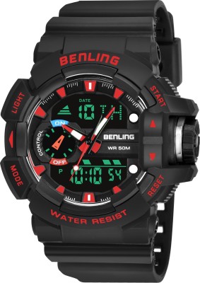 Benling SKBLANDG-6005-RED-BLK Ana Digital Series | Luminous Light | Alarm Clock | Day Display | Date Display Analog-Digital Watch  - For Men