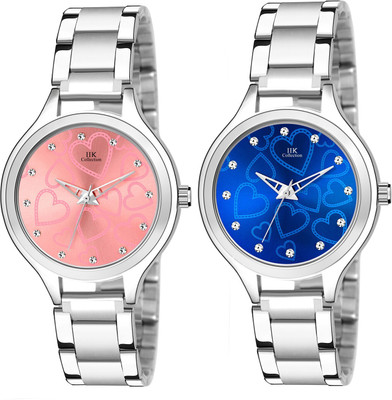 IIK Collection IIK-3013W-3015W Studded Dial with Silver Bracelet Strap Combo Analog Watch  - For Women