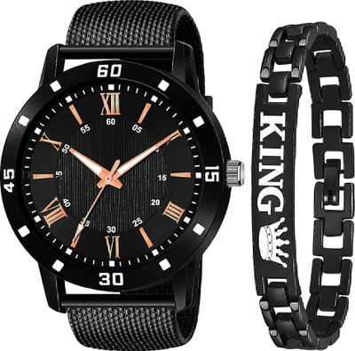 SHURAI 2NI1 WT BLACK BACK Cassic Accessory Black Analog Watch and Bracelet combo Analog Watch  - For Men