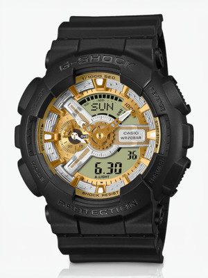 CASIO GA-110CD-1A9DR G-SHOCK Gold Dial Black Resin Strap Analog-Digital Watch  - For Men
