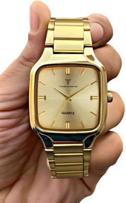 TIMEWORKS 416YYM04 TIMEWORKS Designer Golden Square Shape Dial Men's & Boy's Analog Watch  - For Men