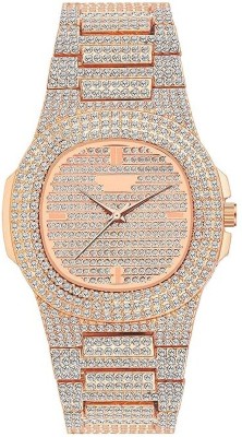 Om Collection A-W Rose Gold Full Diamond Fashion Luxury Analog Watch  - For Men & Women