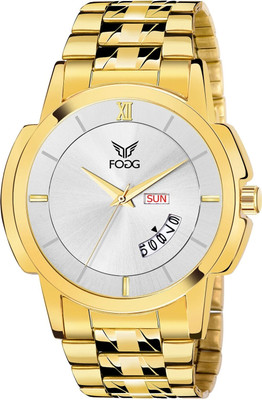 FOGG 2139-GL-WH ION Gold Platted Day & Date Analog Watch  - For Men