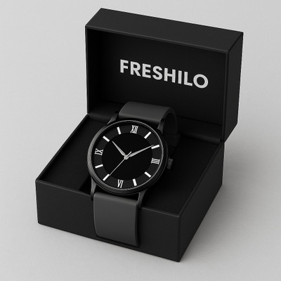 Freshilo New Roman Number Black Dial With Silicone strap for man S01 Analog Watch  - For Men