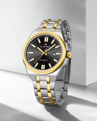 NAVIFORCE 9226 Simple Mastering design day & date working stainless steel strap Analog Watch  - For Men