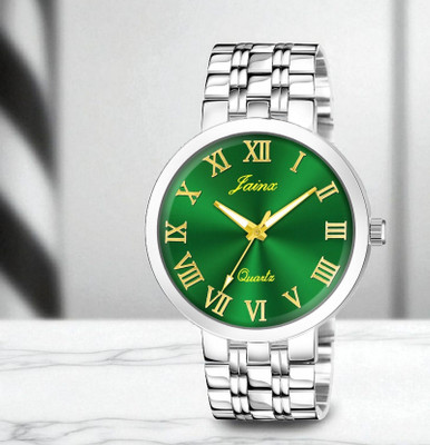 JAINX Green Dial Stainless Steel Chain Analog Watch  - For Men