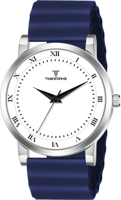 TIMEWORKS 408SBI01 TIMEWORKS Designer White Round Dial Watch Silicone easy to Change Strap Analog Watch  - For Men
