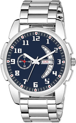 Niyati Nx J16SLV C1001Blue Day date Dial Silver Chain Watch Analog Watch  - For Men
