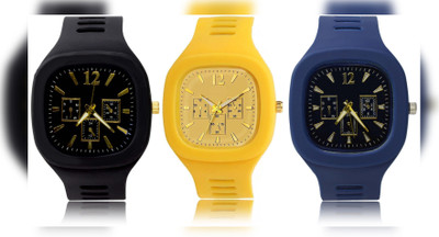 FEMEO New Analogue Superb Best Quality Silicon rubber belt watch for men (Pack of 3) Analog Watch  - For Men