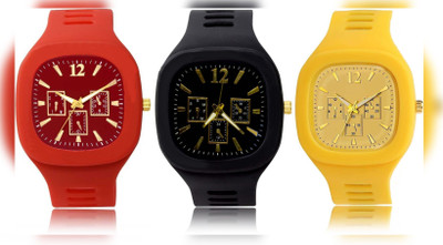 FEMEO New Analogue Superb Best Quality Silicon rubber belt watch for men (Pack of 3) Analog Watch  - For Men
