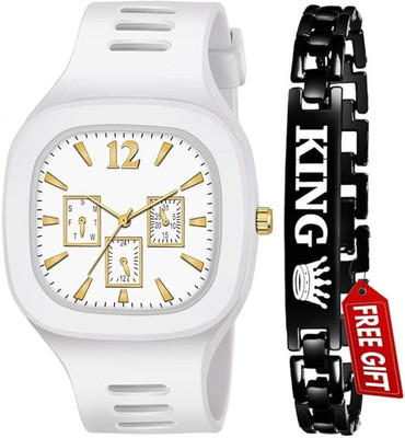 dmash Square DIAL Analog Silicon Strap Designer Analog Watch for Boys with bracelete Analog Watch  - For Men