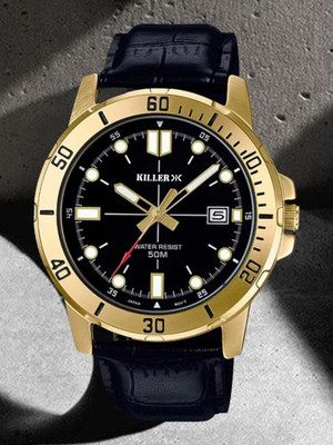 KILLER Killer 7007 Golden Black Edition With Date on 3 Timewear 7007 Golden Black Edition With Date on 3 and Special Golden Hands Used Analog Watch - For Men
