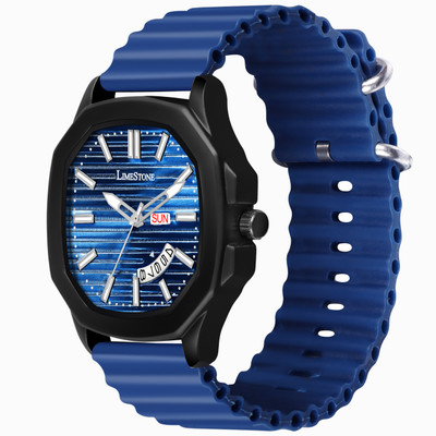LIMESTONE T800 Day and Date Functioning T800 Colored Silicone Strap 3D Embossed Dial Quartz Analog Watch  - For Men
