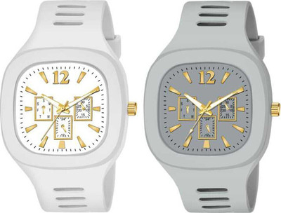 TERIZLA MILLER Square Dial Combo Watch Black & Grey Stylish Casual Analog Watch  - For Boys