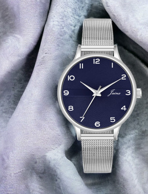 JAINX Blue Dial Mesh Steel Chain Analog Watch  - For Women