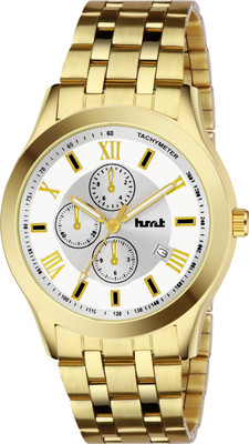 HMT DLX 1627 Date Functioning Silver Dial Golden Chain Analog Watch  - For Men