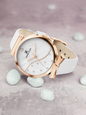 DANIEL KLEIN White Minimal Strap with Bow Shape Lug Premium Analog Watch  - For Women