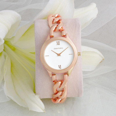 Joker & Witch Vegas White Dial Rose Gold Metallic Watch Analog Watch  - For Women
