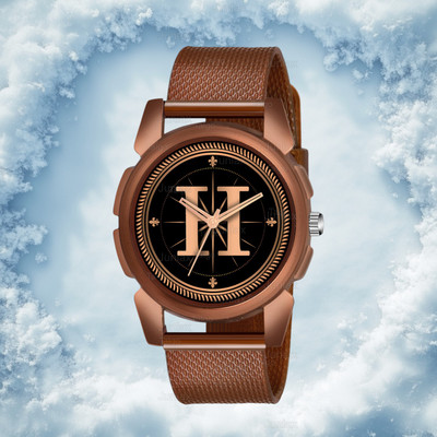 SKOAL ALPHA-H-J16-BRW-SFR Fancy Design Stylish ALPHABET H Dial Brown Leather Strap Men Wrist Watch Analog Watch  - For Boys