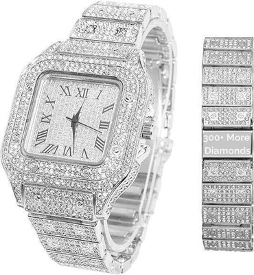 classicbusiness STAINLESS STEEL LUXURY FASHION DIAMOND CRYSTAL DIAL SILVER CHAIN STAINLESS STEEL DIAMOND CRYSTAL SILVER CHAIN Analog Watch  - For Men