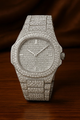 Fanish fashion Luxury Diamond Studded Silver Wrist Watch for Men|Premium Iced Out Analog Watch Luxury watches series 2 Analog Watch  - For Men