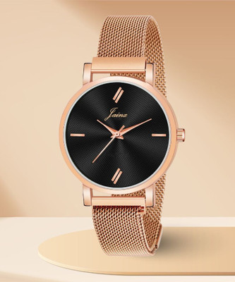 JAINX Rose Gold Mesh Magnet Chain Analog Watch  - For Women
