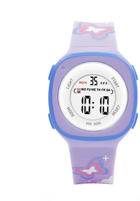 Time Up Square Printed Strap Cartoon Printed Strap Square Dial Waterproof Alarm Kids 4-12 Years Gift Digital Watch  - For Boys & Girls