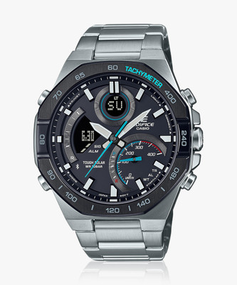 CASIO ECB-950DB-1ADF Edifice Black Dial Silver Stainless Steel Band Analog-Digital Watch  - For Men