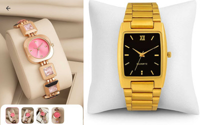 HPWATCH HW12-Rose Gold-Pink_Men Gold 2 Modern Minimalist Black Dial Silicone Strap Analog Watch Analog Watch  - For Men & Women