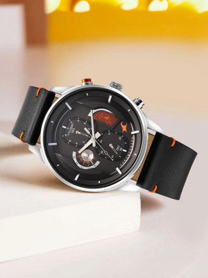 Fastrack Fastrack Opulence Chronograph Black Dial Black LeatherStrap Analog Watch  - For Men
