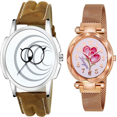 VARNI ENT Varni Enterpraise two classic-style analog metal or Leather straps and simple. Analog Watch  - For Couple