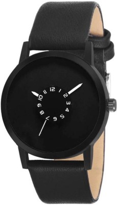 LOREO Black Fancy Leather Strap Watch For Boys Analog Watch  - For Men