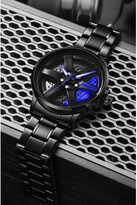 Amience Wheel Watch 3D Rotating Spinning Watch Quartz Men Rim Car Wheel Watches Analog Watch  - For Men