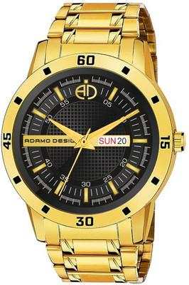 ADAMO 887YYM02 ADAMO Enchant Black Dial with Golden Chain Day & Date Men's & Boy's Watch Analog Watch  - For Men