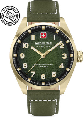 Swiss Military Hanowa GREYHOUND Water Resistant Dial 3 HAND Leather Strap Analog Watch  - For Men