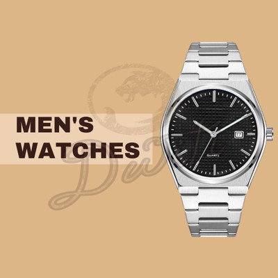 DWITI Elegant Black Dial Men’s Wrist Watch with Metal Strap Stylish Black Dial Men’s Analog Watch with Quartz Date Display Analog Watch  - For Men & Women