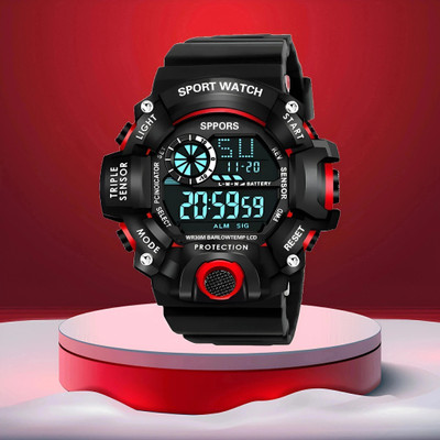 MAHAVIRA COLLECTION 82NOMBER_RED Digital Sports Multi Functional Red Dial Watch for Mens Boys Kids Fasionable Digital Watch  - For Boys