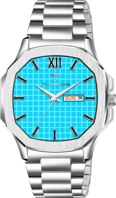 TIMEWORKS 414SSM17 TIMEWORKS Designer Sky Blue Dial Men's & Boy's reactangular Day & Date Analog Watch  - For Men