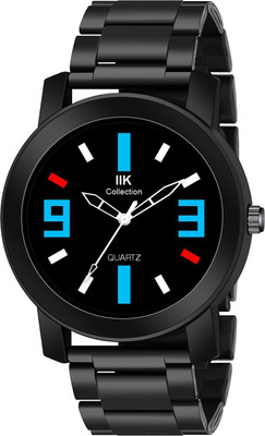 IIK Collection IIK-926M Black Round Artistic Dial with Black Stainless Steel Metallic Bracelet Chain Analog Watch  - For Men