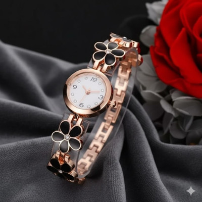 Moover Rose Gold Flower Bracelet Girls Analog Watch| Stylish Womens Fashion Wristwatch Analog Watch  - For Women
